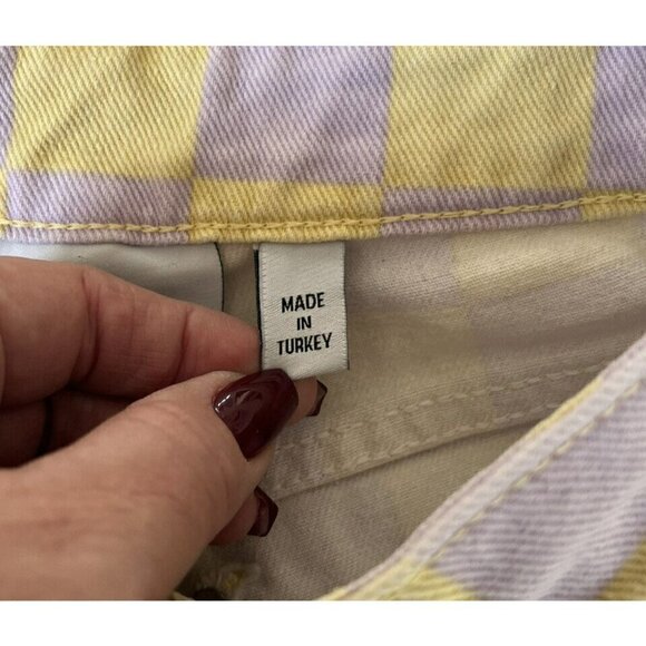Ragged Jeans Womens Sz 24 Yellow & Purple Beat Checkerboard Combat Jeans - Picture 5 of 10